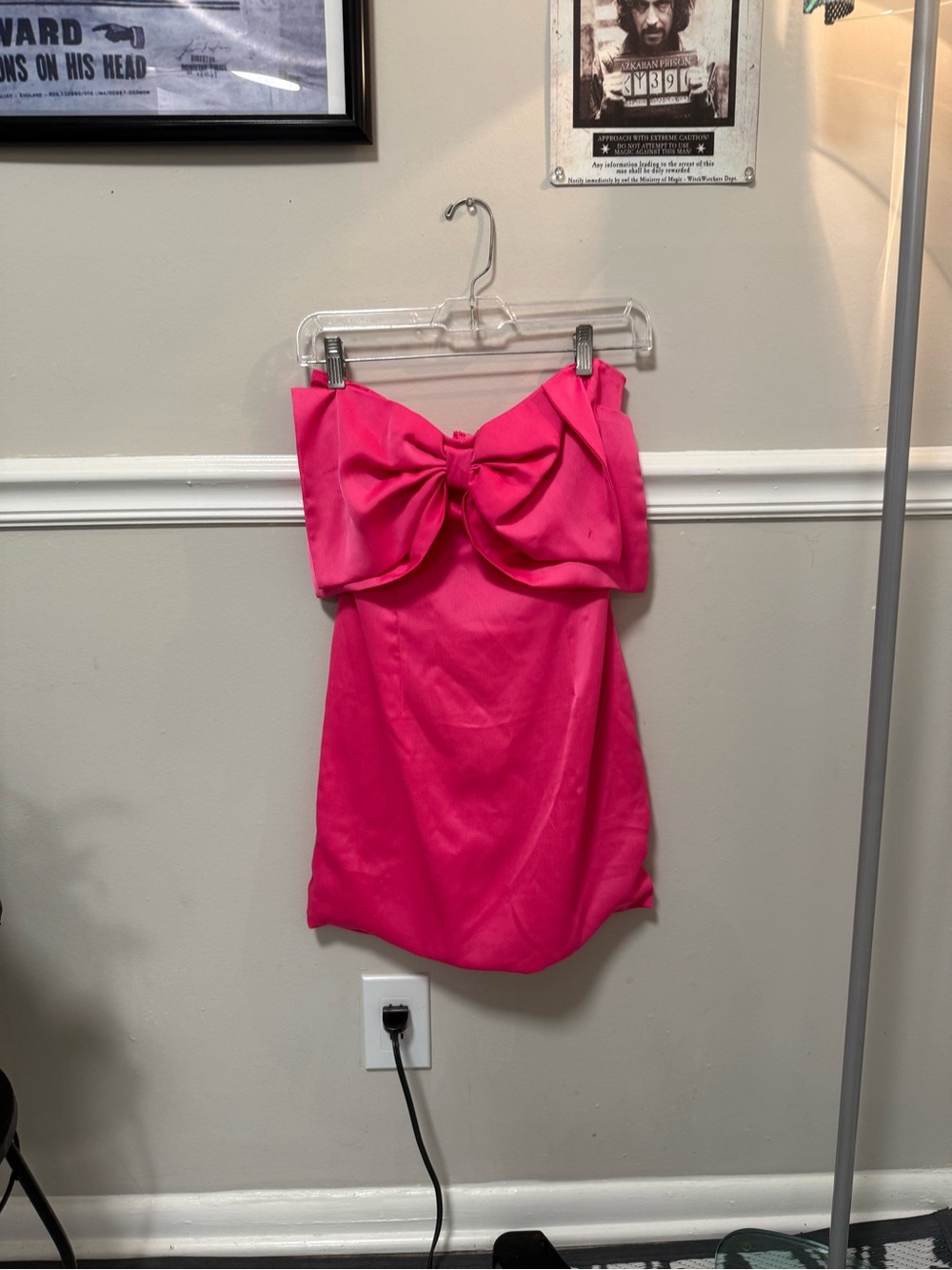 Hot Pink Strapless Mini Dress with Statement Bow